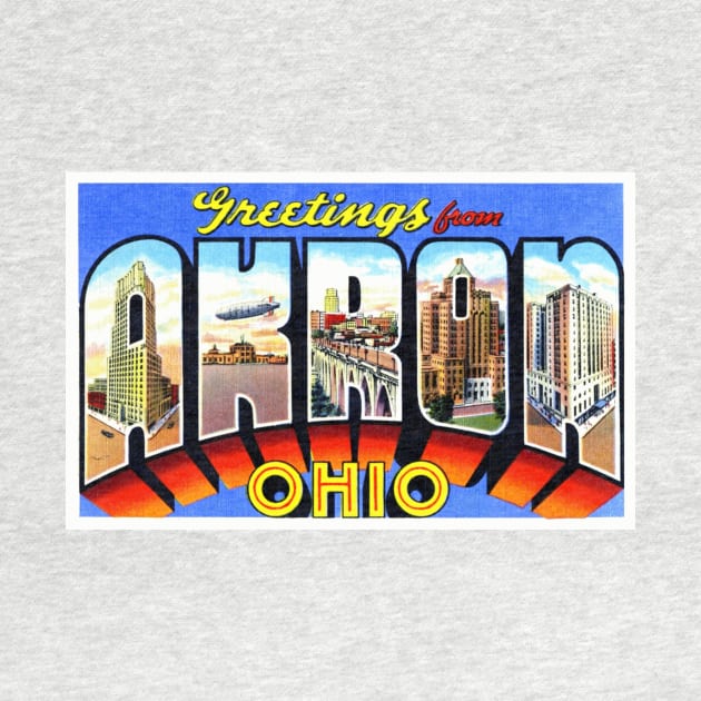 Greetings from Akron, Ohio - Vintage Large Letter Postcard by Naves